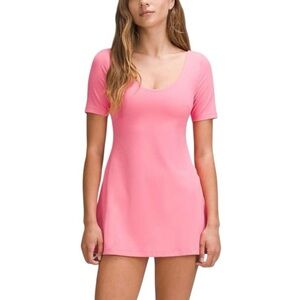 Lululemon Align Short Sleeve Dress Pink Nulu Built-In Bra & Shorts Sz 2 NWOT